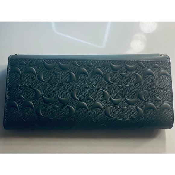 NWOT COACH Limited Edition Green and Gold Leather Long Wallet - Picture 6 of 7